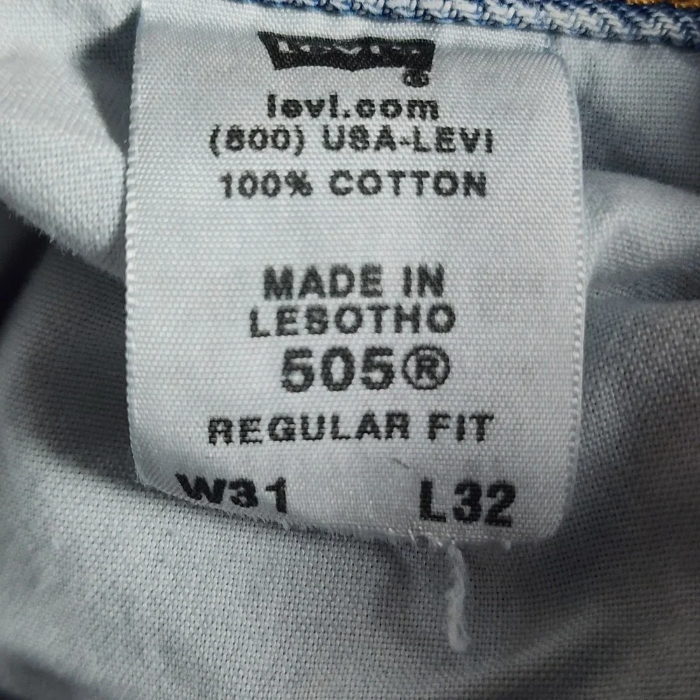 Levi's 505 Regular Fit Jeans Mens 31x32 Fit 30x29.5 Light Wash Straight Leg Y2K